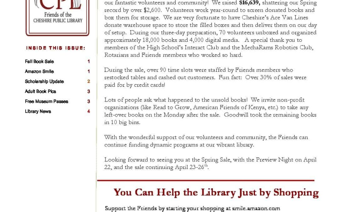 FofCPL Newsletter Winter 20 Cheshire Public Library