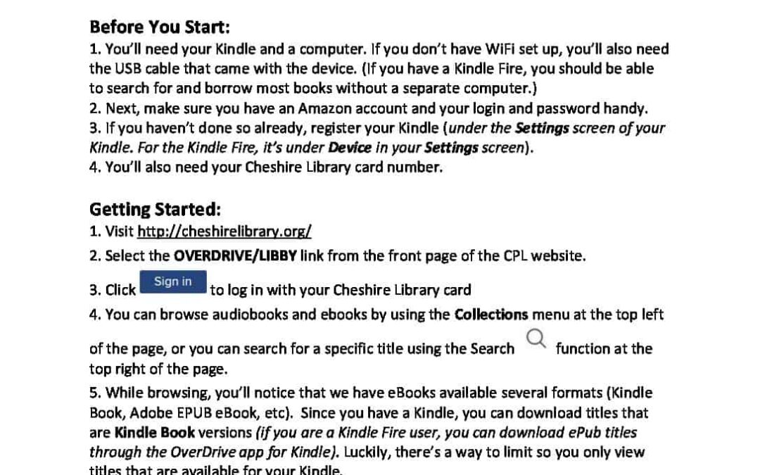 Overdriveebookskindle Cheshire Public Library
